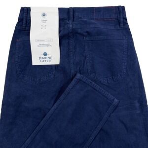 Marine Layer Corduroy Pants Men 32x34 Slim Fit Straight Leg Dark Navy Blue Chino